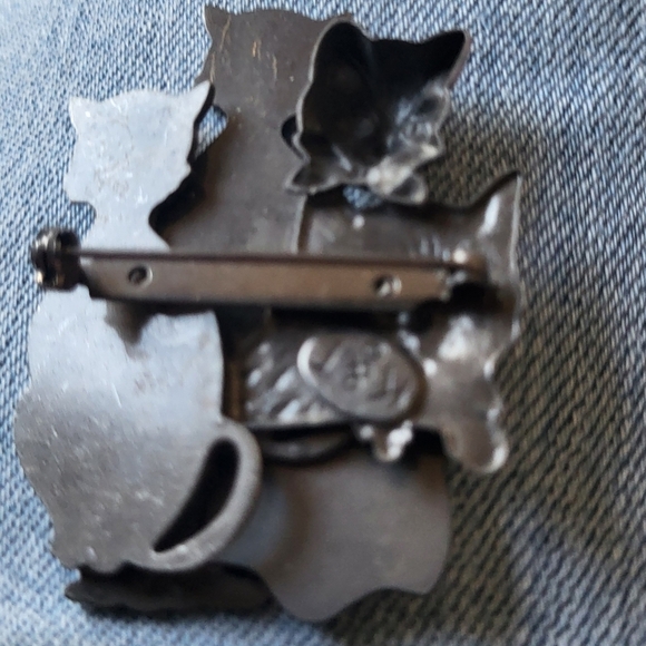 Two Vintage Cat Brooches Silver & Gold Tone K & Y - Picture 5 of 8